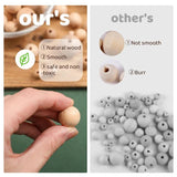 Bopoobo 10-30PCS Natural Beech Wooden Beads DIY Crafts Jewelry Making Bracelet