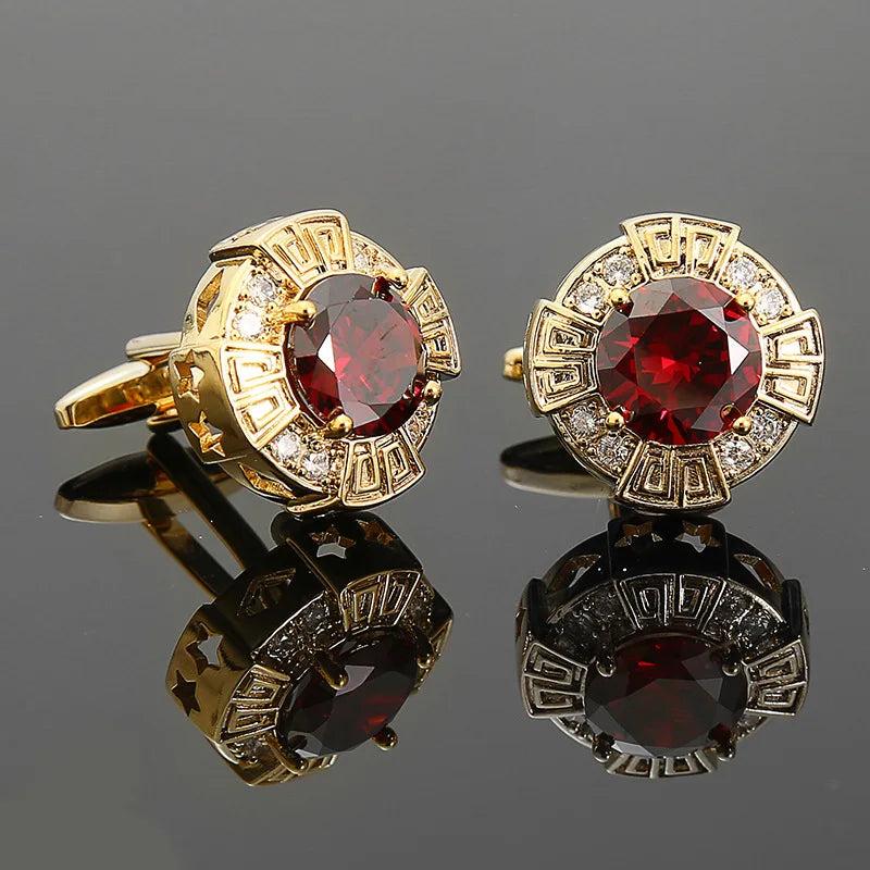 Zircon Cufflinks Rhinestone Round Business Suits Buttons Jewelry for Men