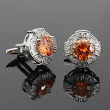 Zircon Cufflinks Rhinestone Round Business Suits Buttons Jewelry for Men