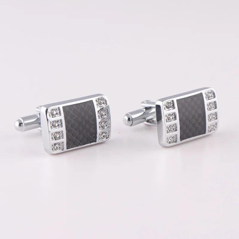 Square Crystal Copper Cufflinks French Shirt Buttons