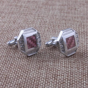 Square Crystal Copper Cufflinks French Shirt Buttons