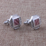 Square Crystal Copper Cufflinks French Shirt Buttons