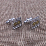 Square Crystal Copper Cufflinks French Shirt Buttons