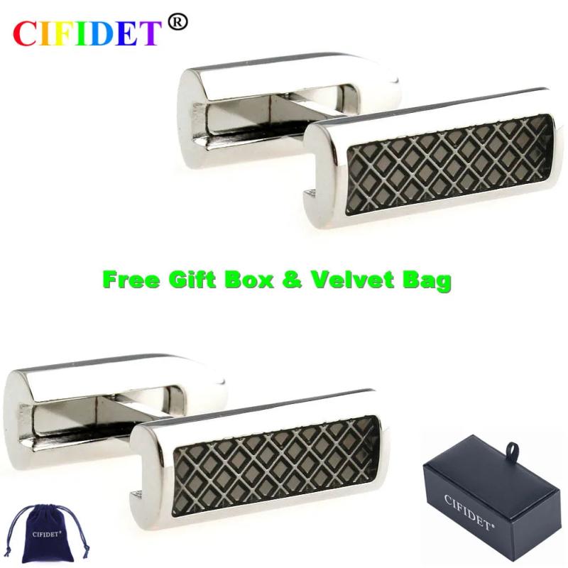 CIFIDET Enamel Cuff Links with Velvet Bag - Perfect Gift for Men