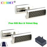 CIFIDET Enamel Cuff Links with Velvet Bag - Perfect Gift for Men