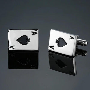 High brass silvery poker A Cufflinks Men's French shirt Cufflinks
