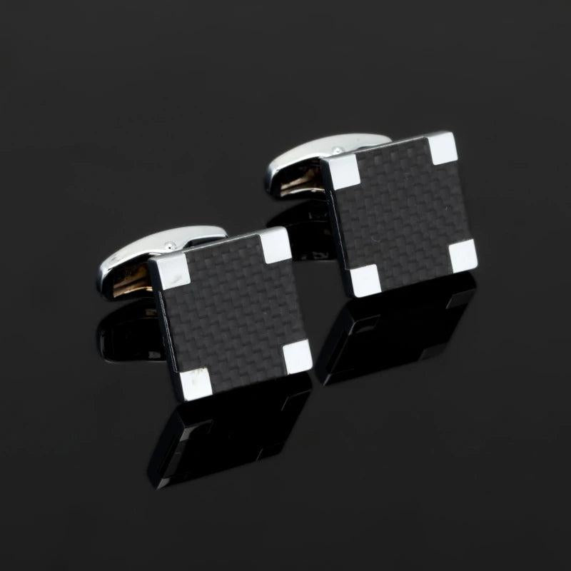 Carbon Fiber Square Cufflinks - French Shirt Cuff Jewelry