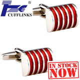 Red Enamel Bent Metal Cufflink Cuff Link Set