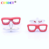 Red Glasses Shirt Cuff Link With Velvet Bag