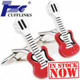 Red Guitar Cufflink Cuff Link 2 Pairs