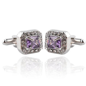 Geometric Square Rhinestone Cufflinks Shirt Studs