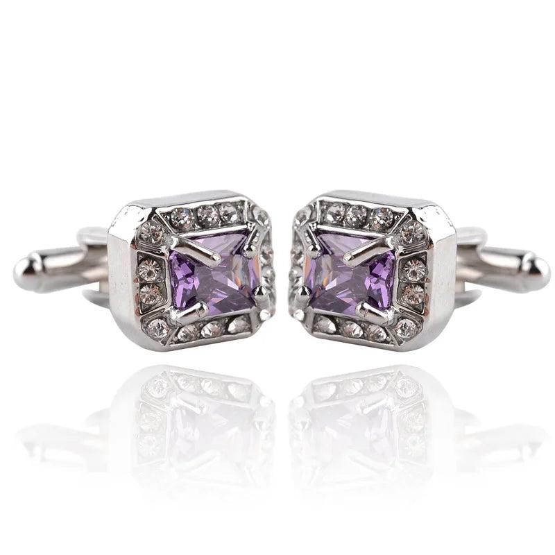 Geometric Square Rhinestone Cufflinks Shirt Studs