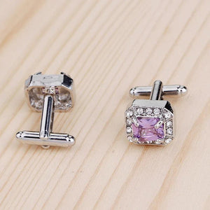 Geometric Square Rhinestone Cufflinks Shirt Studs