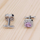 Geometric Square Rhinestone Cufflinks Shirt Studs