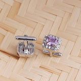 Geometric Square Rhinestone Cufflinks Shirt Studs