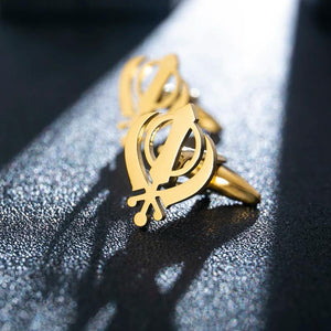 Tangula Vintage Sikhism Symbol Men Cufflinks Stainless Steel