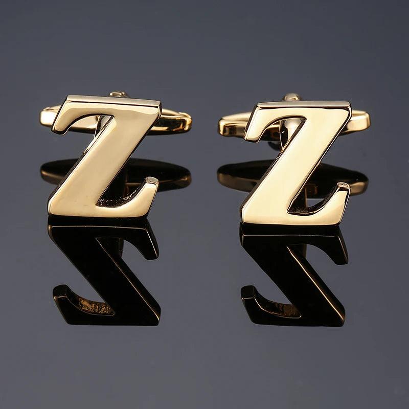 High-quality Brass Golden English Alphabet Cufflinks for Men
