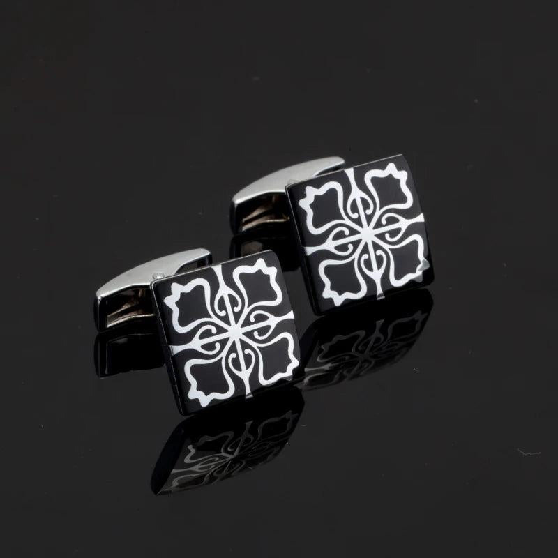 Stainless Steel Square Stamping Vintage Cuff Links Custom Enamel Cufflinks