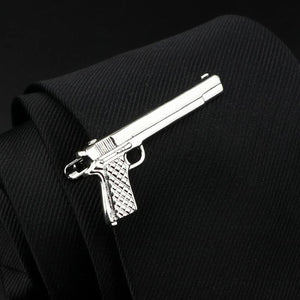 4pcs Metal Men Tie Clip Set Classic Necktie Tie Bar Clasp Clip Gun Bullet