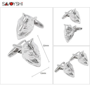 Novelty Wolf Head Cufflinks for Men's Shirt Cuff