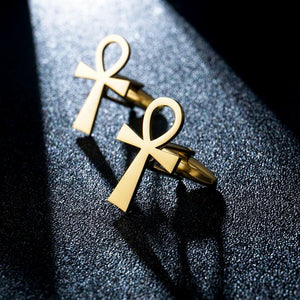 Egyptian Ankh Cufflinks Vintage Key of Life Amulet Jewelry Stainless Steel Men's