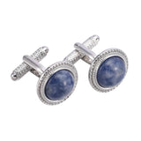 French Suit Cufflinks Natural Chrysoprase Red Sand Moire Stone Cuffs