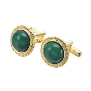 French Suit Cufflinks Natural Chrysoprase Red Sand Moire Stone Cuffs