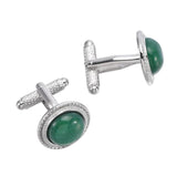 French Suit Cufflinks Natural Chrysoprase Red Sand Moire Stone Cuffs