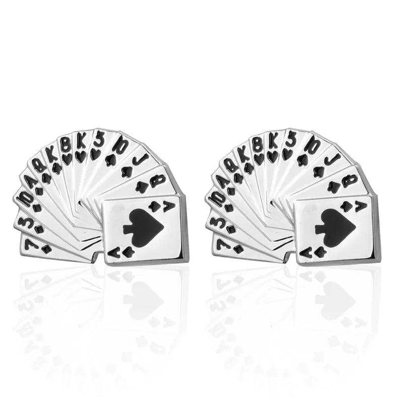C-MAN shirt silvery poker cufflink for mens cuff buttons cuff links