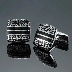 DY brass enamel Square Silvery pattern Cufflinks French shirt Cufflinks