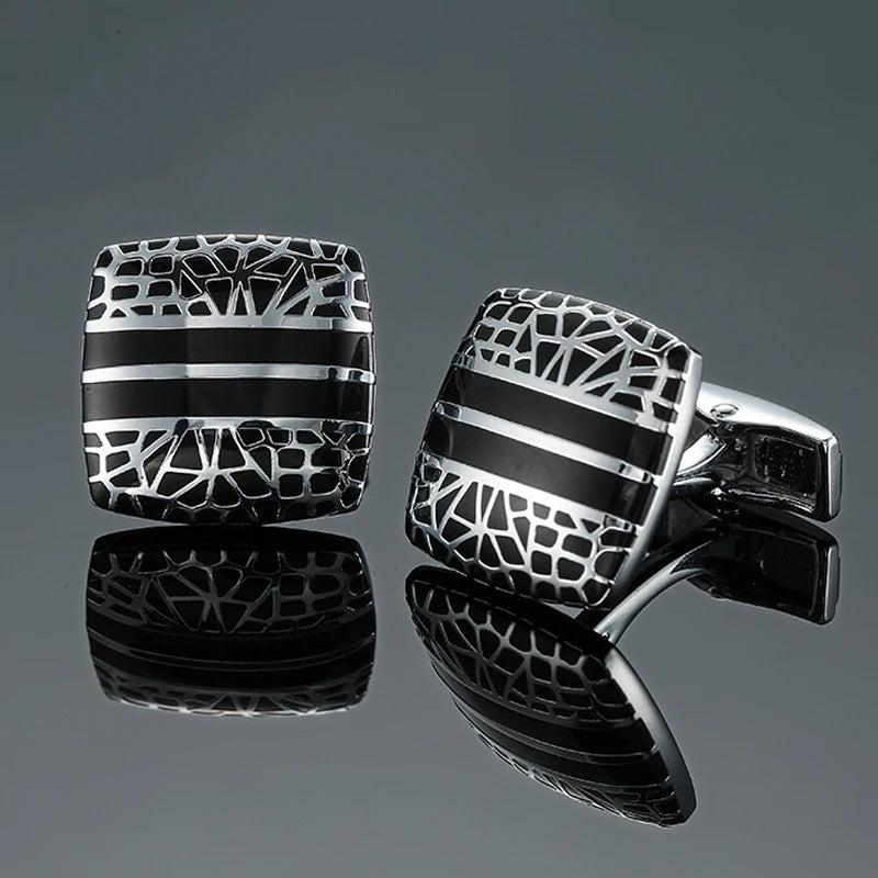 DY brass enamel Square Silvery pattern Cufflinks French shirt Cufflinks