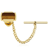 Metal Tie Tack/Pin with Safety Chain Golden Matte Metal Clutch Back