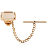 Metal Tie Tack/Pin with Safety Chain Golden Matte Metal Clutch Back