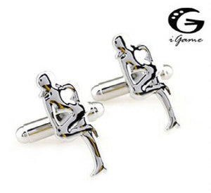 iGame Cufflinks Silver Brass Dancing Girl Novelty