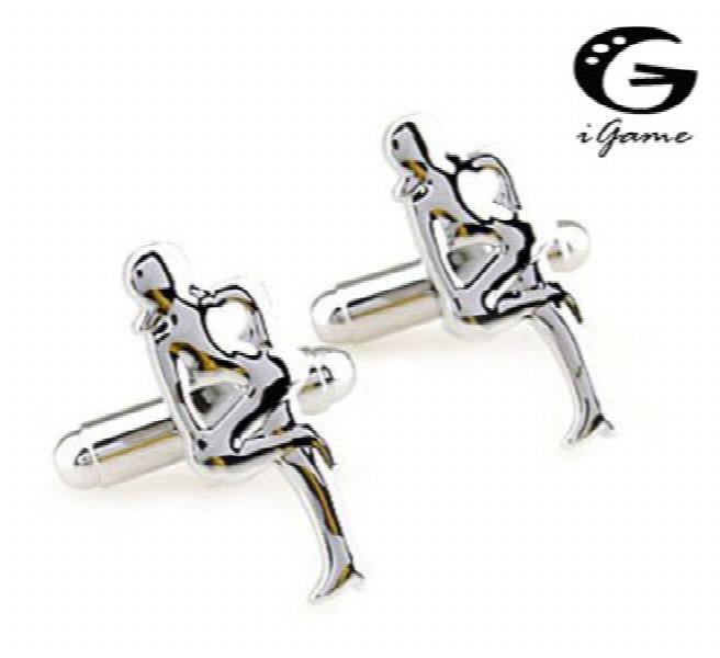 iGame Cufflinks Silver Brass Dancing Girl Novelty