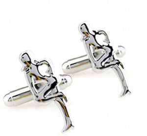 iGame Cufflinks Silver Brass Dancing Girl Novelty