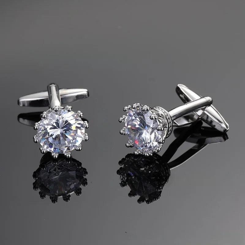 Crystal Metal Cufflinks French Shirt Round Button Wedding Dress Accessories