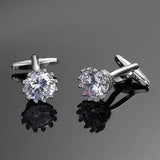Crystal Metal Cufflinks French Shirt Round Button Wedding Dress Accessories