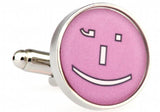 iGame Metal Cuff Links Pink Smile Face Copper Material