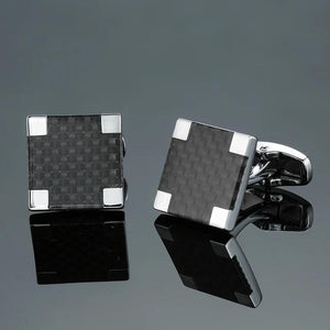 Carbon Fiber Square Cufflinks Men's French Shirt Cufflinks