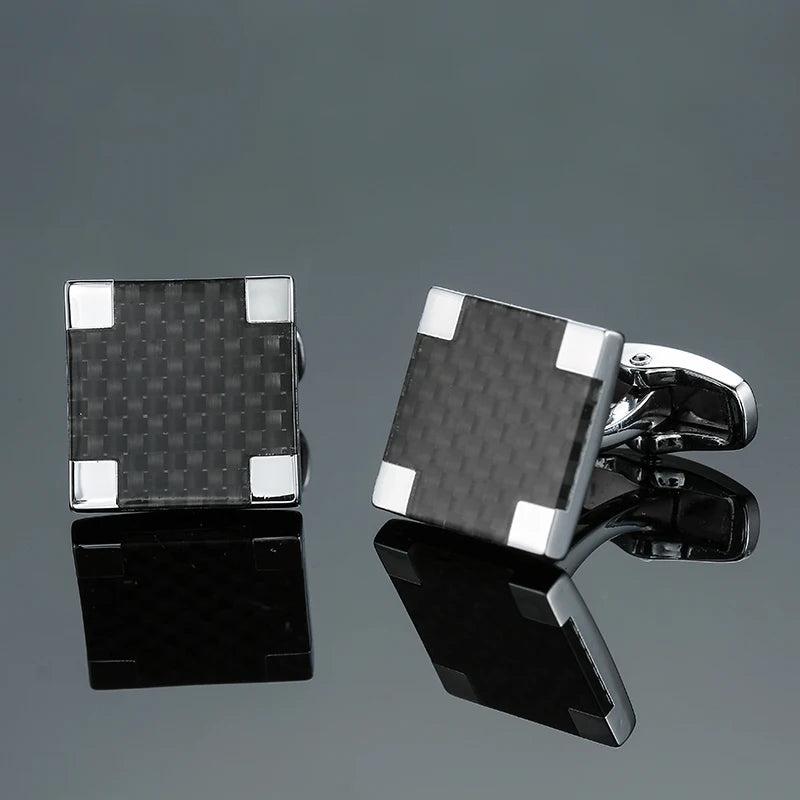 Carbon Fiber Square Cufflinks Men's French Shirt Cufflinks