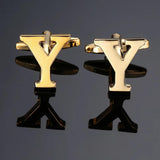 Brass Golden English Alphabet Y Cufflinks for Men
