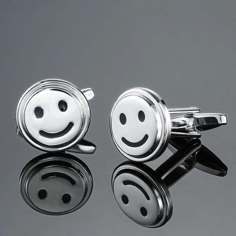 Smiling Face Silvery Cufflinks for Men's French Shirt