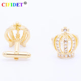 Golden Crown Shirt Cufflink Stone with Velvet Bag