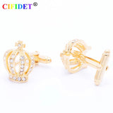 Golden Crown Shirt Cufflink Stone with Velvet Bag