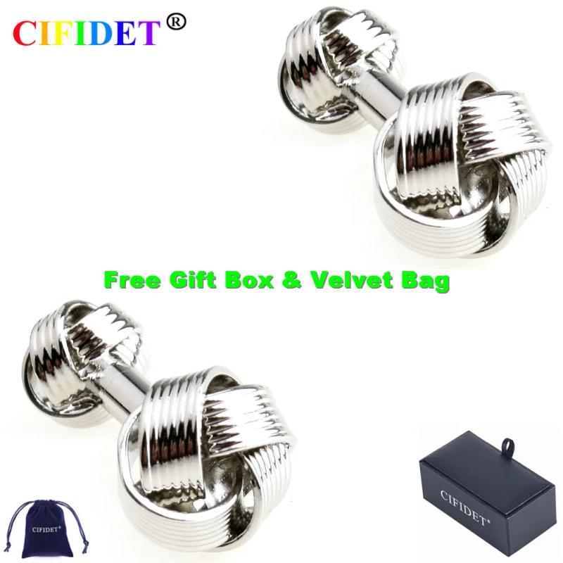 Mens Double Knots Cufflink in Velvet Bag