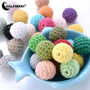 10pcs 16mm Mix Woolen Yarn Crochet Wooden Beads For Knitted DIY