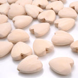 10/20Pcs Natural Wood Beads 25x26mm Heart Spacer Wooden Loose Beads