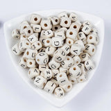 100-200Pcs Wooden Beads Alphabet Number Square Beads for Jewelry Making