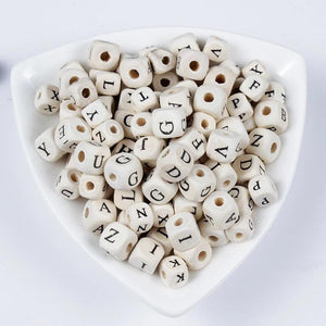 100-200Pcs Wooden Beads Alphabet Number Square Beads for Jewelry Making